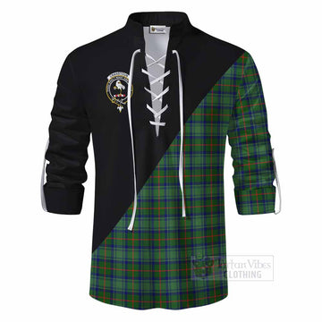 Cranstoun (Cranston) Tartan Ghillie Kilt Shirt with Family Crest and Military Logo Style - Tartan Vibes Clothing