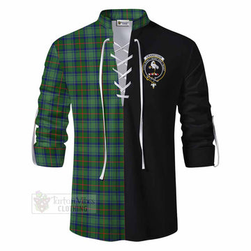 Cranstoun (Cranston) Tartan Ghillie Kilt Shirt with Family Crest and Half Of Me Style - Tartan Vibes Clothing