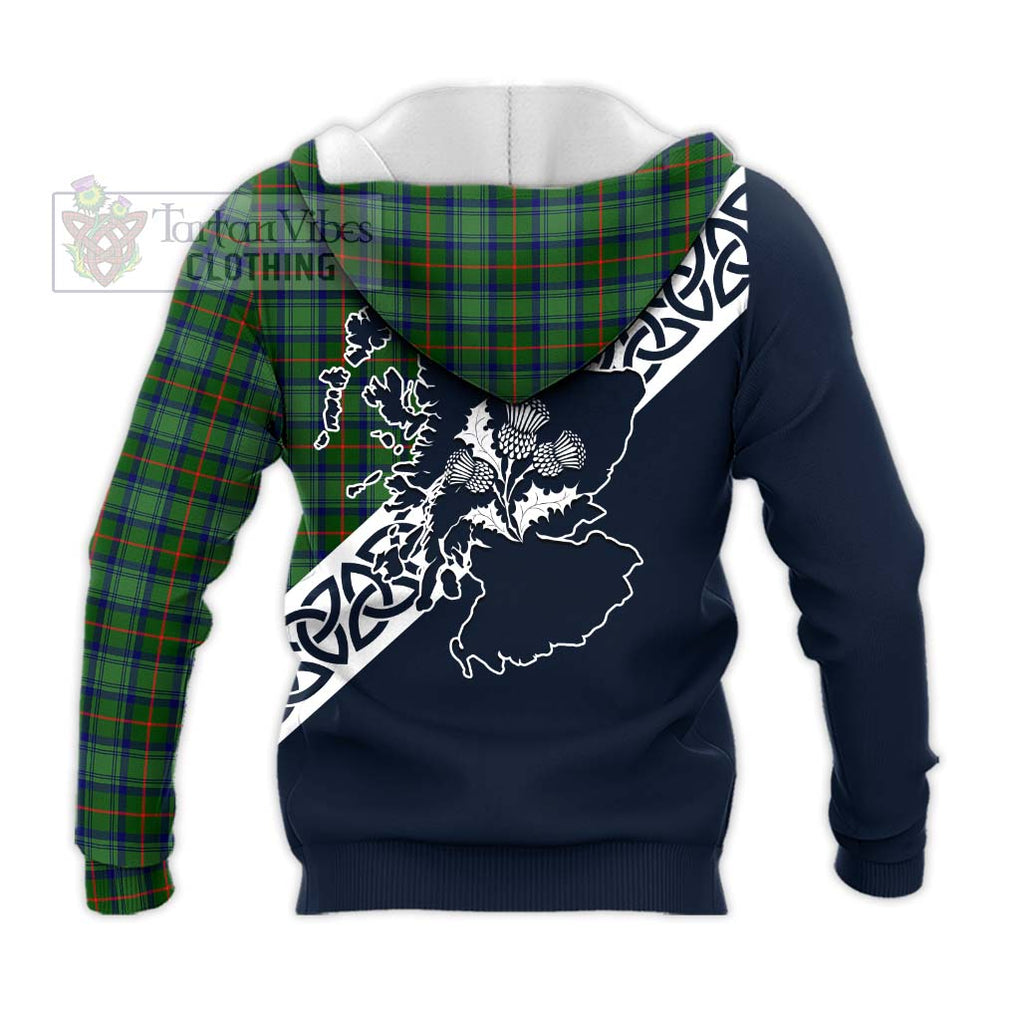 Cranstoun (Cranston) Tartan Knitted Hoodie Featuring Thistle and Scotland Map - Tartan Vibes Clothing