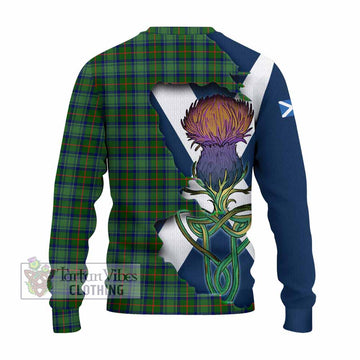 Tartan Vibes Clothing Cranstoun (Cranston) Tartan Family Crest Knitted Sweater Scottish Thistle Celtic Inspired
