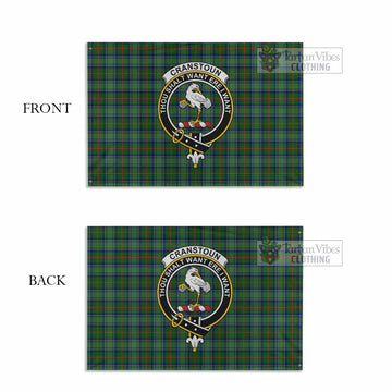 Tartan Vibes Clothing Cranstoun (Cranston) Tartan House Flag with Family Crest