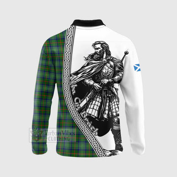 Cranstoun (Cranston) Tartan Clan Crest Long Sleeve Polo Shirt with Highlander Warrior Celtic Style - Tartan Vibes Clothing