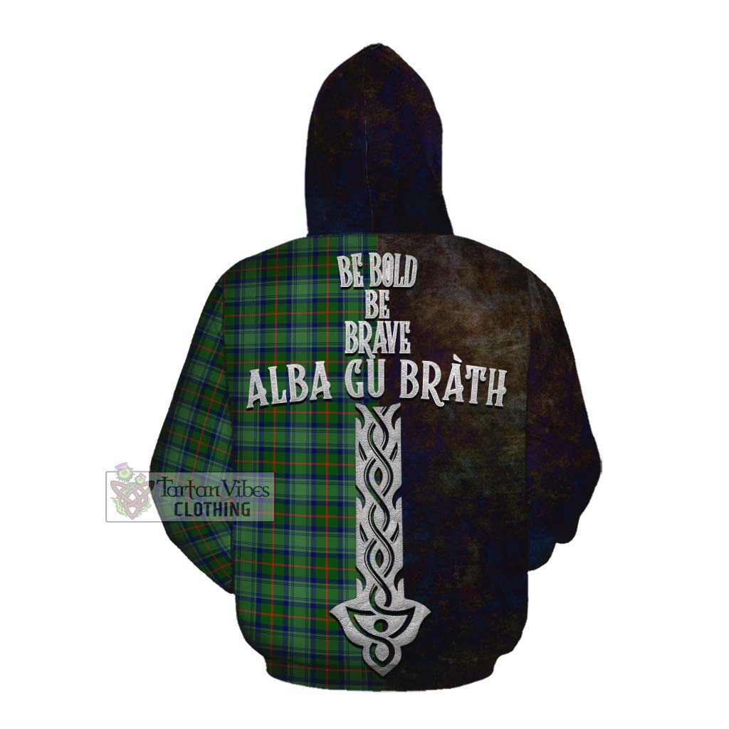 Tartan Vibes Clothing Cranstoun (Cranston) Tartan Family Crest Cotton Hoodie Alba Gu Brath Be Brave Lion Ancient Style