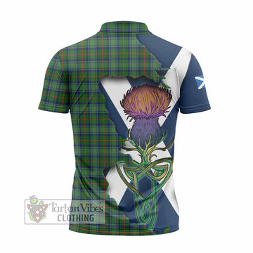 Tartan Vibes Clothing Cranstoun (Cranston) Tartan Family Crest Zipper Polo Shirt Scottish Thistle Celtic Inspired