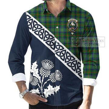 Cranstoun (Cranston) Tartan Long Sleeve Button Shirt Featuring Thistle and Scotland Map Men's Shirt - Tartan Vibes Clothing