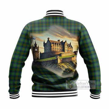 Cranstoun (Cranston) Tartan Family Crest Baseball Jacket with Scottish Ancient Castle Style - Tartan Vibes Clothing