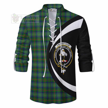 Cranstoun (Cranston) Tartan Ghillie Kilt Shirt with Family Crest Circle Style - Tartan Vibes Clothing