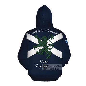Cranstoun (Cranston) Tartan Lion Rampant Cotton Hoodie Proudly Display Your Heritage with Alba Gu Brath and Clan Name Pullover Hoodie - Tartan Vibes Clothing