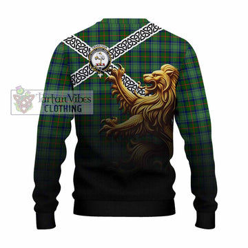 Cranstoun (Cranston) Crest Tartan Knitted Sweater with Golden Lion Emblem Celtic Style - Tartan Vibes Clothing