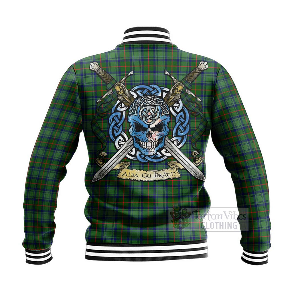 Cranstoun (Cranston) Tartan Baseball Jacket with Family Crest Celtic Skull Style - Tartan Vibes Clothing