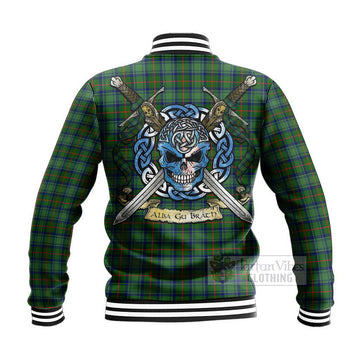 Cranstoun (Cranston) Tartan Baseball Jacket with Family Crest Celtic Skull Style - Tartan Vibes Clothing