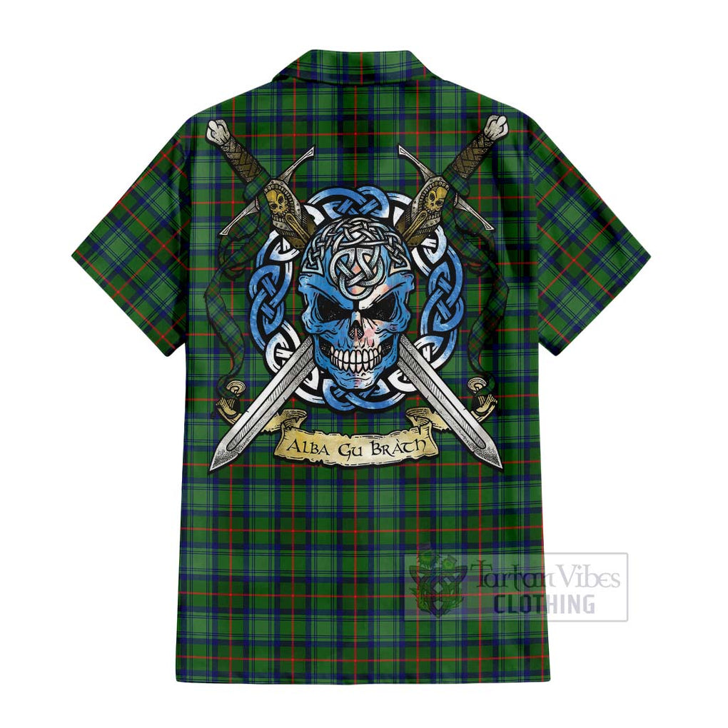 Cranstoun (Cranston) Tartan Hawaiian Shirt with Family Crest Celtic Skull Style - Tartan Vibes Clothing