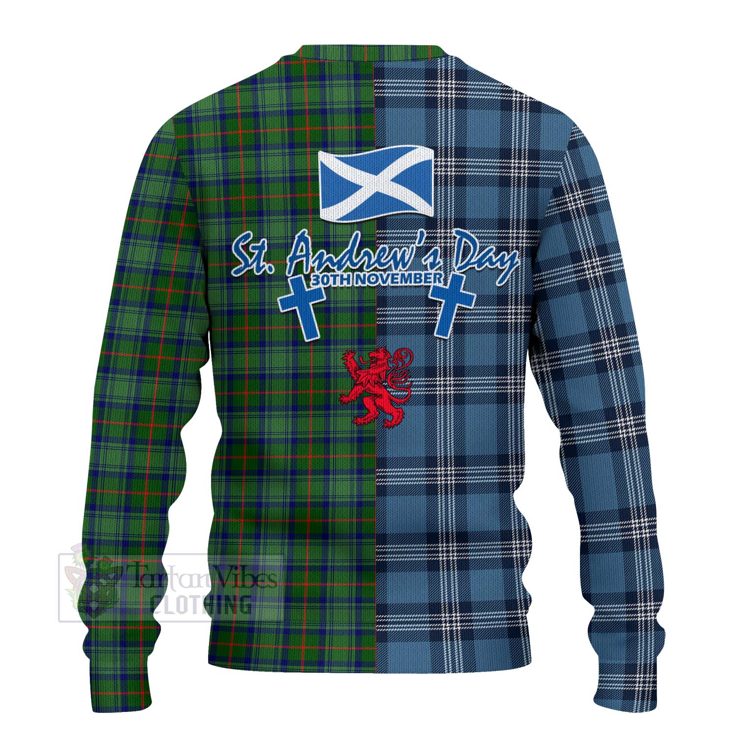 Cranstoun (Cranston) Tartan Knitted Sweater Happy St. Andrew's Day Half Tartan Style - Tartan Vibes Clothing