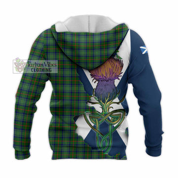 Tartan Vibes Clothing Cranstoun (Cranston) Tartan Family Crest Knitted Hoodie Scottish Thistle Celtic Inspired
