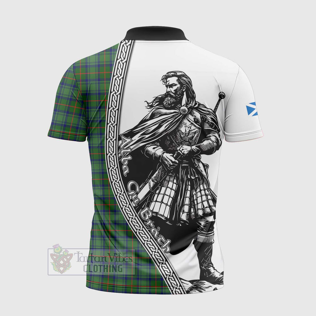 Cranstoun (Cranston) Tartan Clan Crest Zipper Polo Shirt with Highlander Warrior Celtic Style - Tartan Vibes Clothing