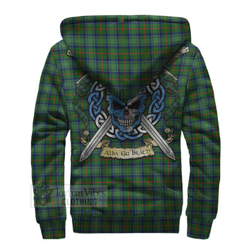 Cranstoun (Cranston) Tartan Sherpa Hoodie with Family Crest Celtic Skull Style - Tartan Vibes Clothing