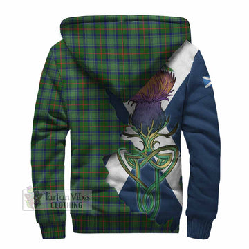 Tartan Vibes Clothing Cranstoun (Cranston) Tartan Family Crest Sherpa Hoodie Scottish Thistle Celtic Inspired