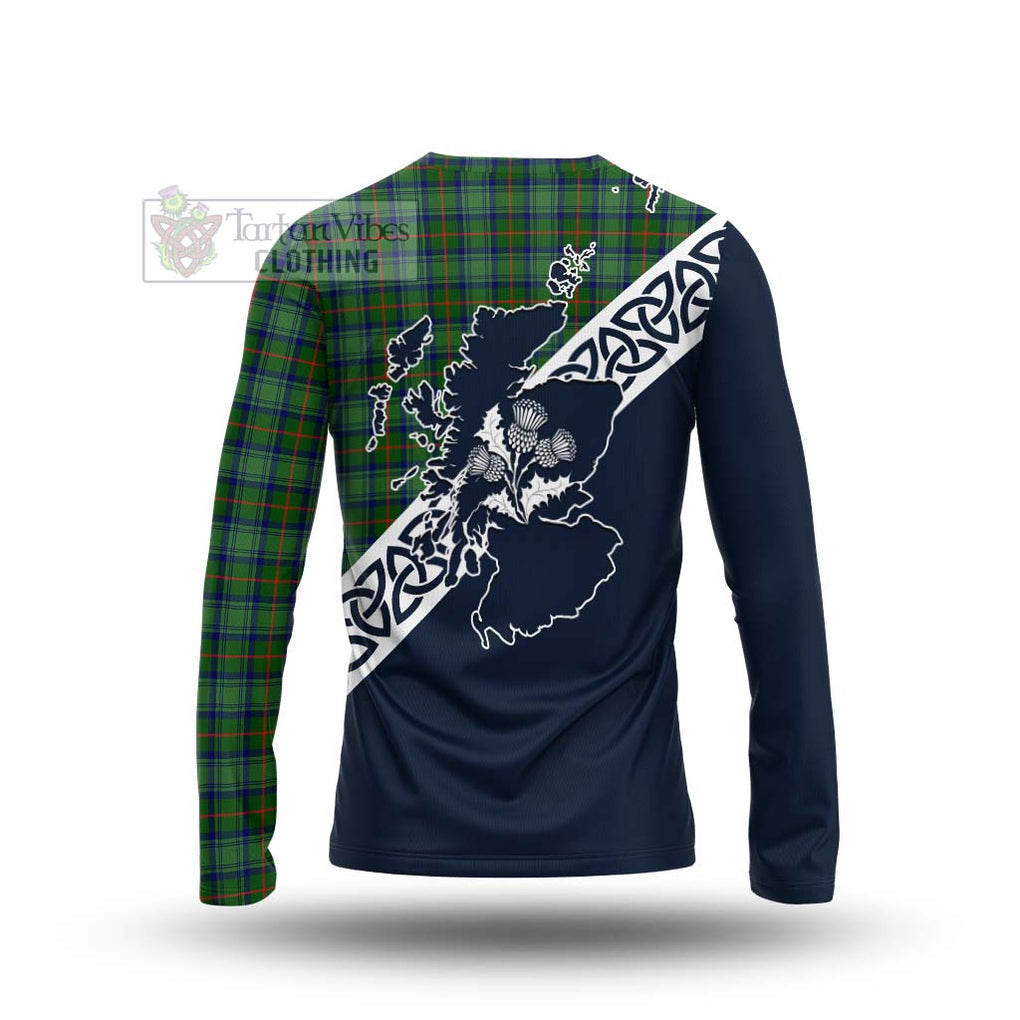 Cranstoun (Cranston) Tartan Long Sleeve T-Shirt Featuring Thistle and Scotland Map - Tartan Vibes Clothing