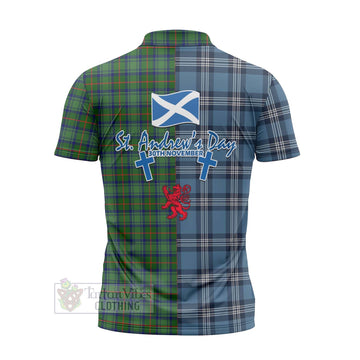 Cranstoun (Cranston) Tartan Zipper Polo Shirt Happy St. Andrew's Day Half Tartan Style - Tartan Vibes Clothing