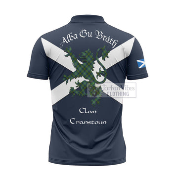 Cranstoun (Cranston) Tartan Lion Rampant Zipper Polo Shirt Proudly Display Your Heritage with Alba Gu Brath and Clan Name - Tartan Vibes Clothing