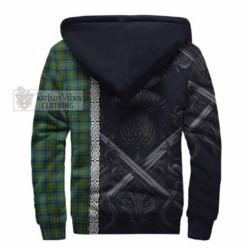 Cranstoun (Cranston) Tartan Sherpa Hoodie with Family Crest Cross Sword Thistle Celtic Vibes - Tartan Vibes Clothing