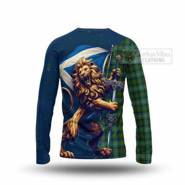 Cranstoun (Cranston) Tartan Family Crest Long Sleeve T-Shirt with Scottish Majestic Lion - Tartan Vibes Clothing