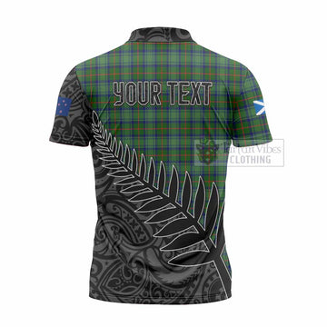 Cranstoun (Cranston) Crest Tartan Zipper Polo Shirt with New Zealand Silver Fern Half Style - Tartan Vibes Clothing