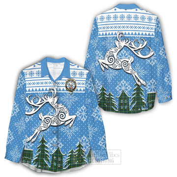 Cranstoun (Cranston) Clan Christmas Women's Casual Shirt Celtic Reindeer Style - Tartan Vibes Clothing