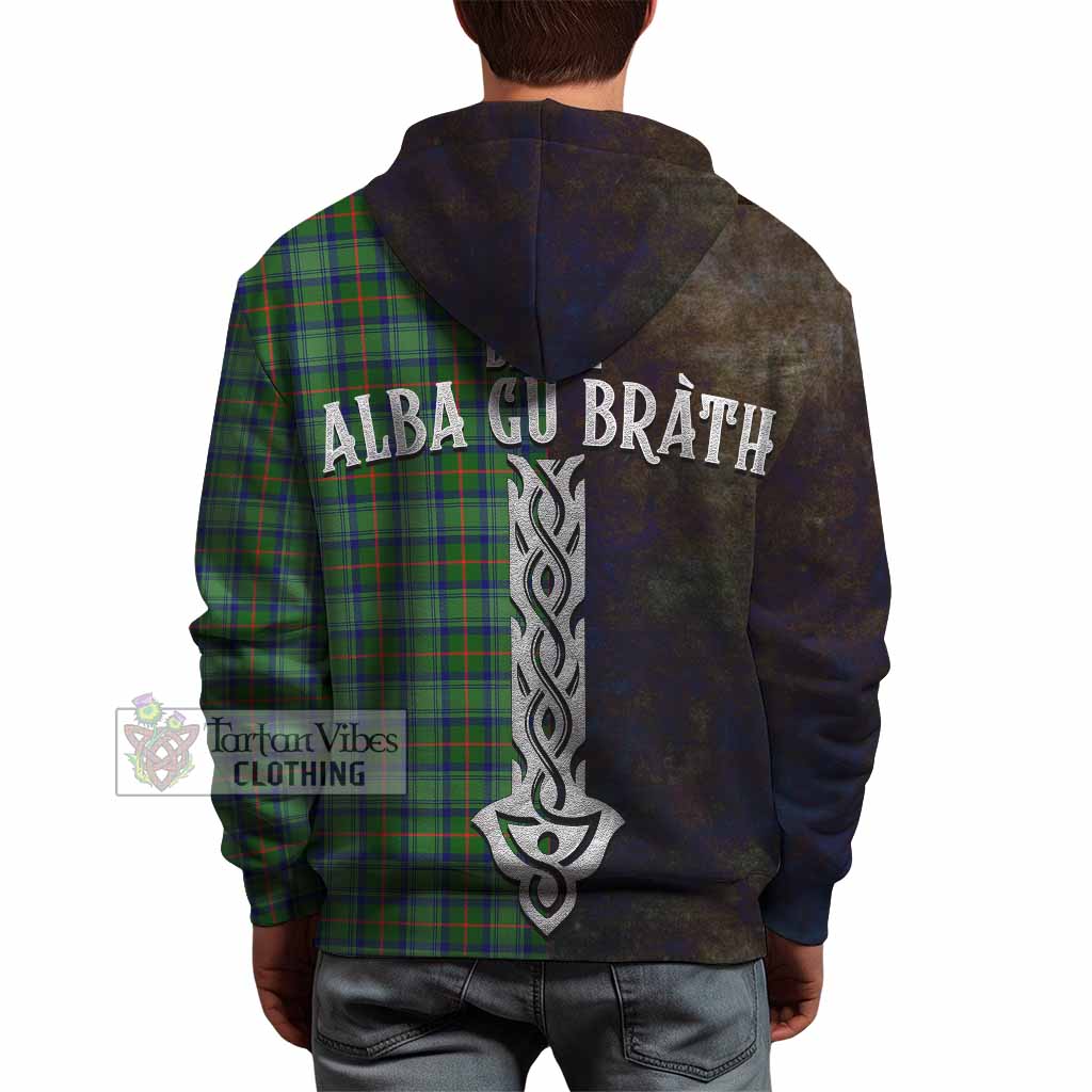 Tartan Vibes Clothing Cranstoun (Cranston) Tartan Family Crest Hoodie Alba Gu Brath Be Brave Lion Ancient Style