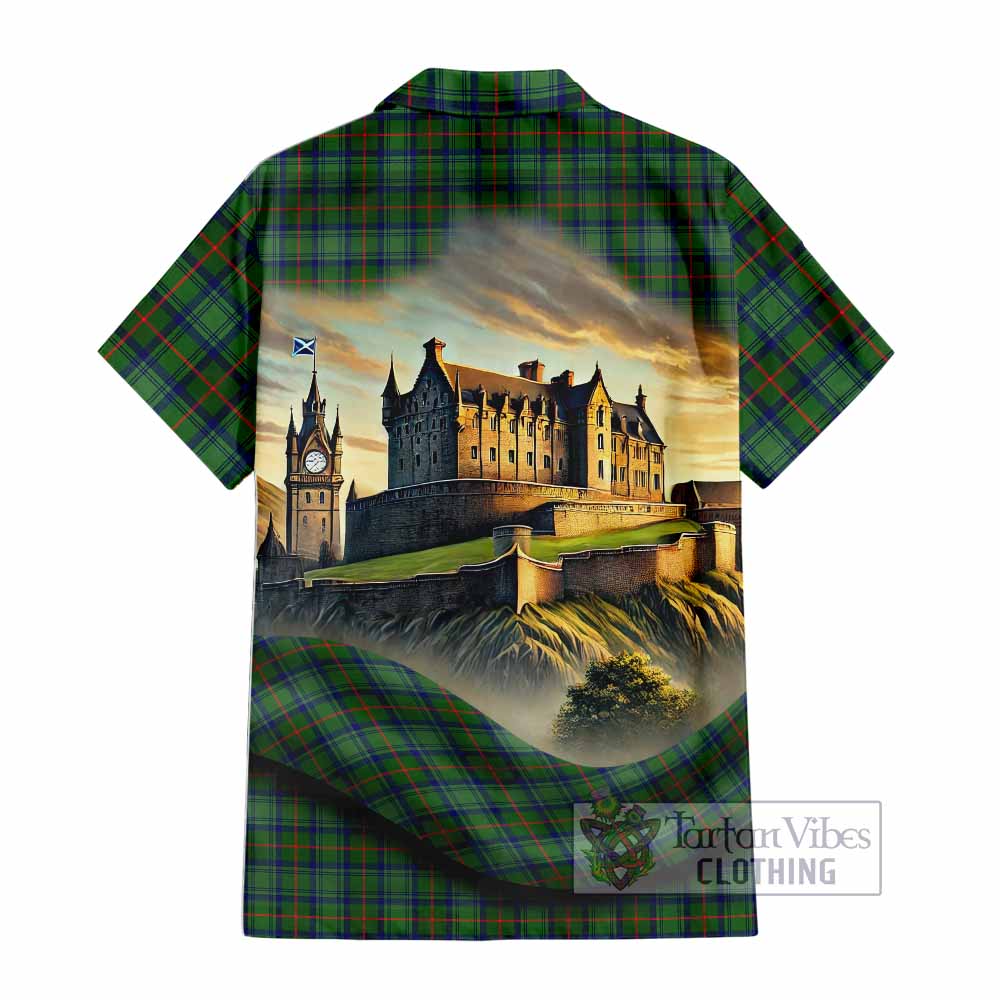 Cranstoun (Cranston) Tartan Family Crest Hawaiian Shirt with Scottish Ancient Castle Style - Tartan Vibes Clothing
