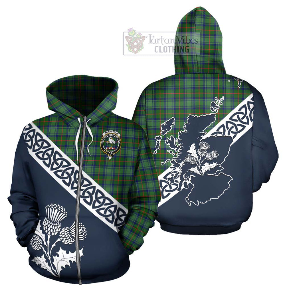 Cranstoun (Cranston) Tartan Hoodie Featuring Thistle and Scotland Map - Tartan Vibes Clothing