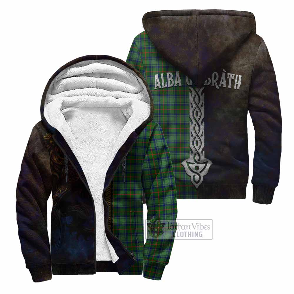 Tartan Vibes Clothing Cranstoun (Cranston) Tartan Family Crest Sherpa Hoodie Alba Gu Brath Be Brave Lion Ancient Style
