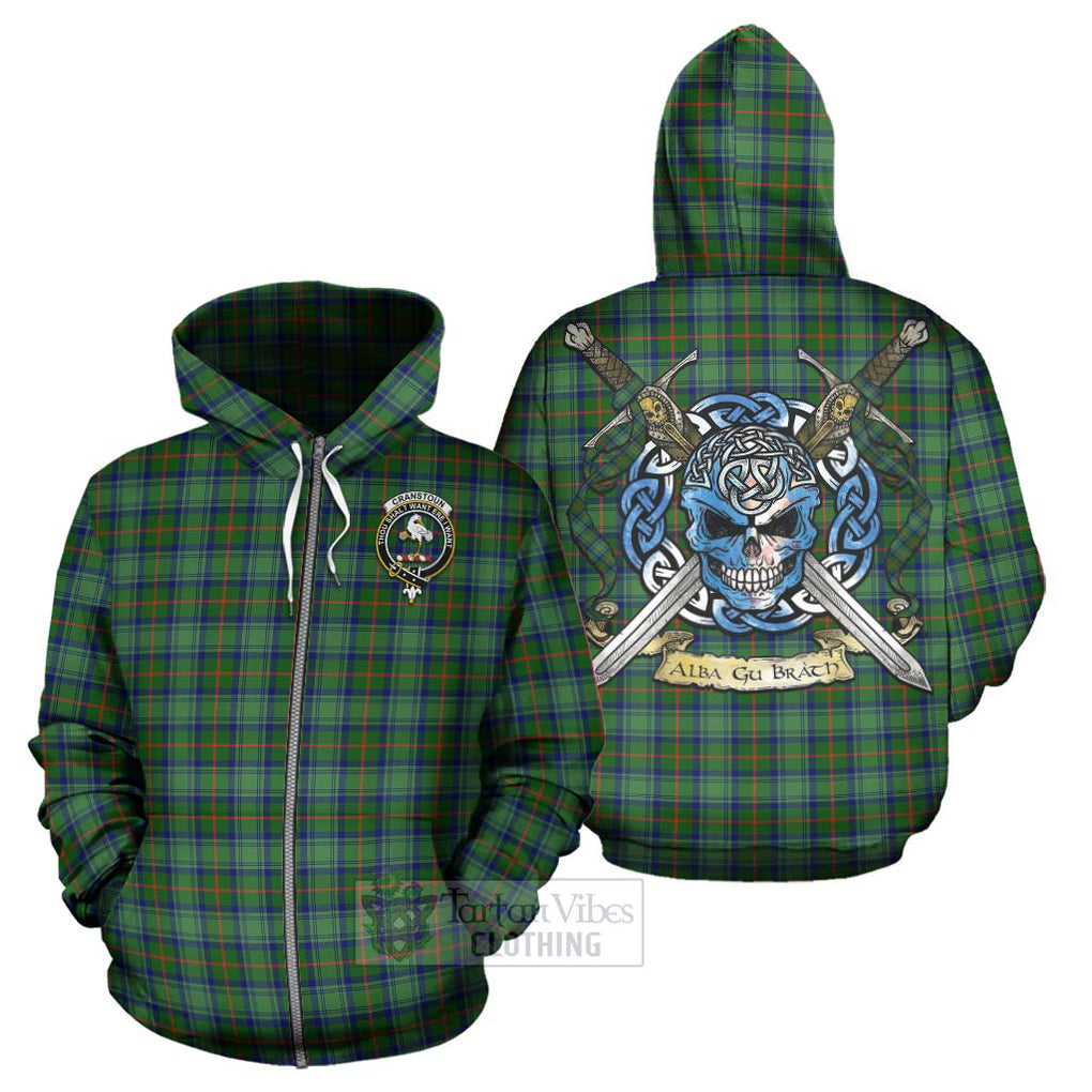 Cranstoun (Cranston) Tartan Hoodie with Family Crest Celtic Skull Style - Tartan Vibes Clothing