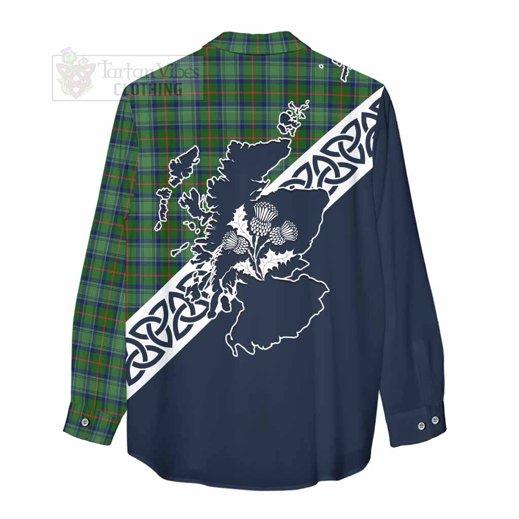 Cranstoun (Cranston) Tartan Women's Casual Shirt Featuring Thistle and Scotland Map - Tartan Vibes Clothing