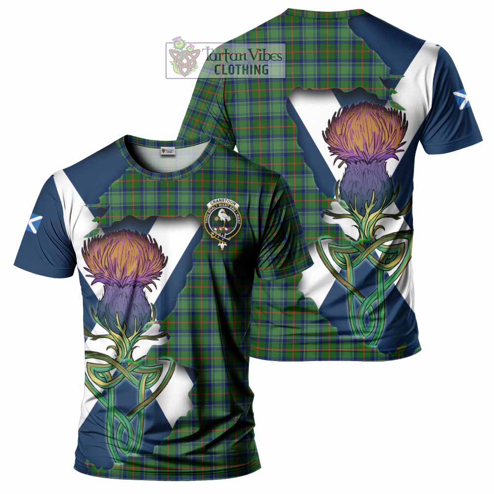 Tartan Vibes Clothing Cranstoun (Cranston) Tartan Family Crest T-Shirt Scottish Thistle Celtic Inspired
