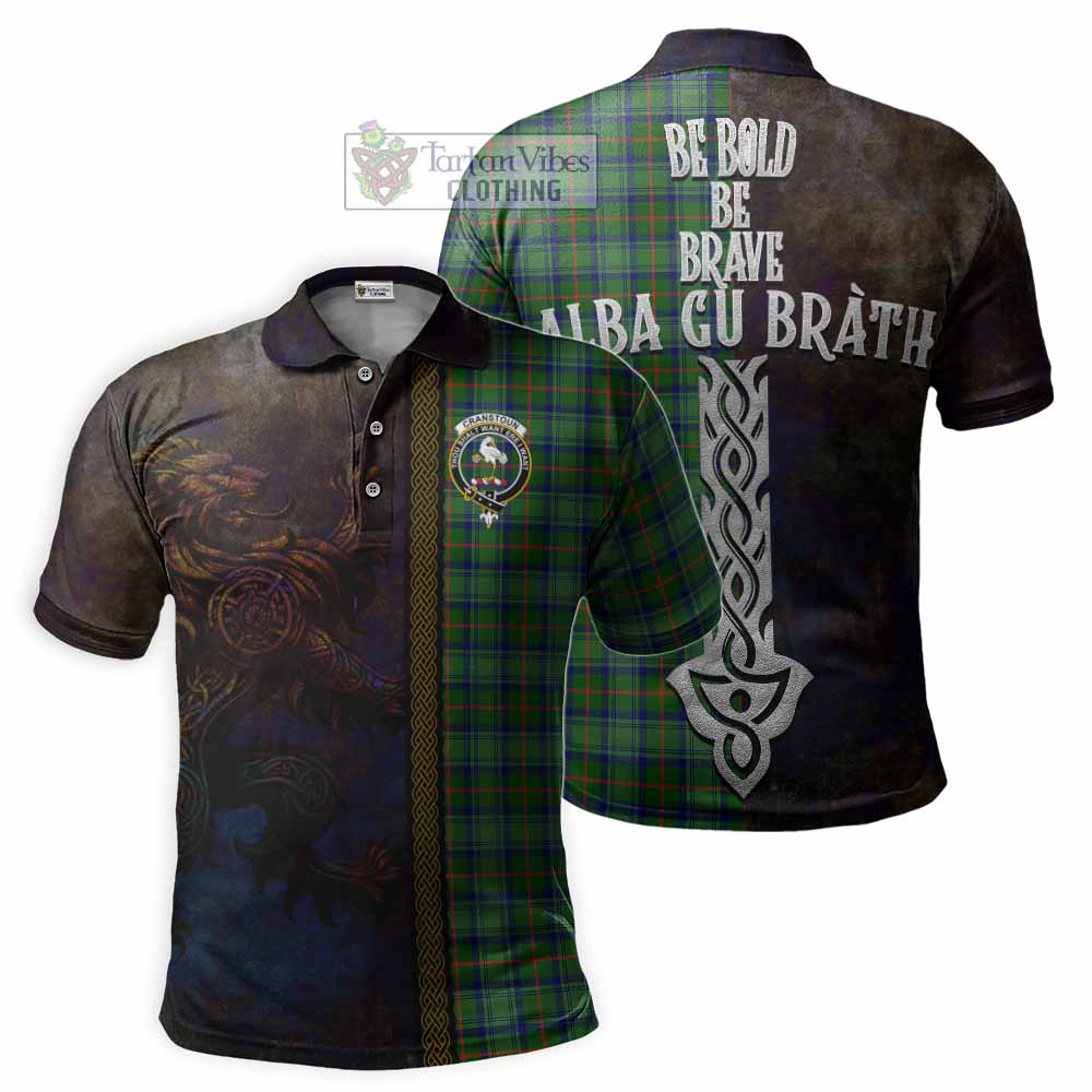 Tartan Vibes Clothing Cranstoun (Cranston) Tartan Family Crest Polo Shirt Alba Gu Brath Be Brave Lion Ancient Style