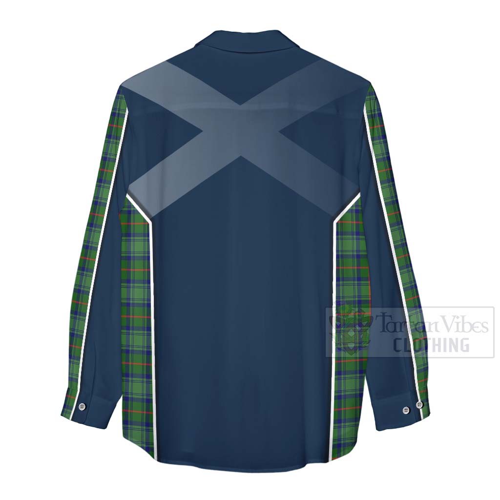 Tartan Vibes Clothing Cranstoun (Cranston) Tartan Women's Casual Shirt with Family Crest and Scottish Thistle Vibes Sport Style