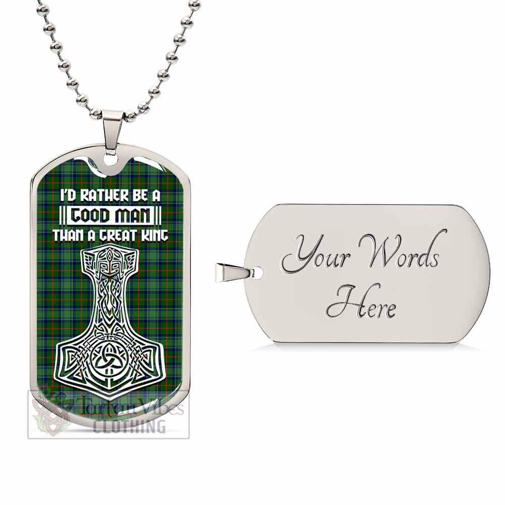 Cranstoun (Cranston) Tartan Dog Tag Necklace Viking Mjolnir Style Silver Yes - Tartan Vibes Clothing