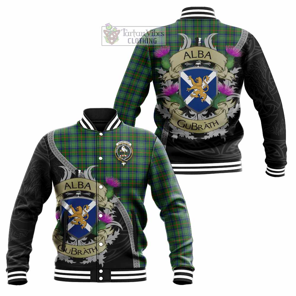 Cranstoun (Cranston) Tartan Family Crest Baseball Jacket Lion Rampant Royal Thistle Shield Celtic Inspired - Tartan Vibes Clothing