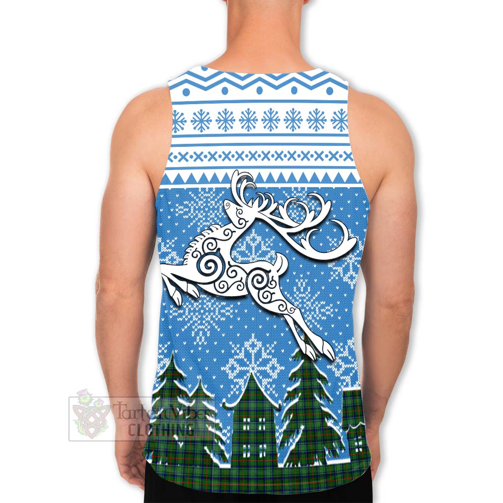 Cranstoun (Cranston) Clan Christmas Men's Tank Top Celtic Reindeer Style - Tartan Vibes Clothing