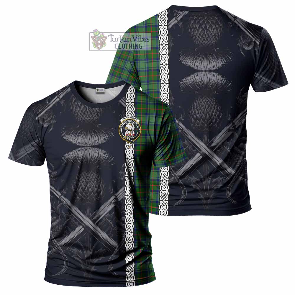 Cranstoun (Cranston) Tartan T-Shirt with Family Crest Cross Sword Thistle Celtic Vibes - Tartan Vibes Clothing