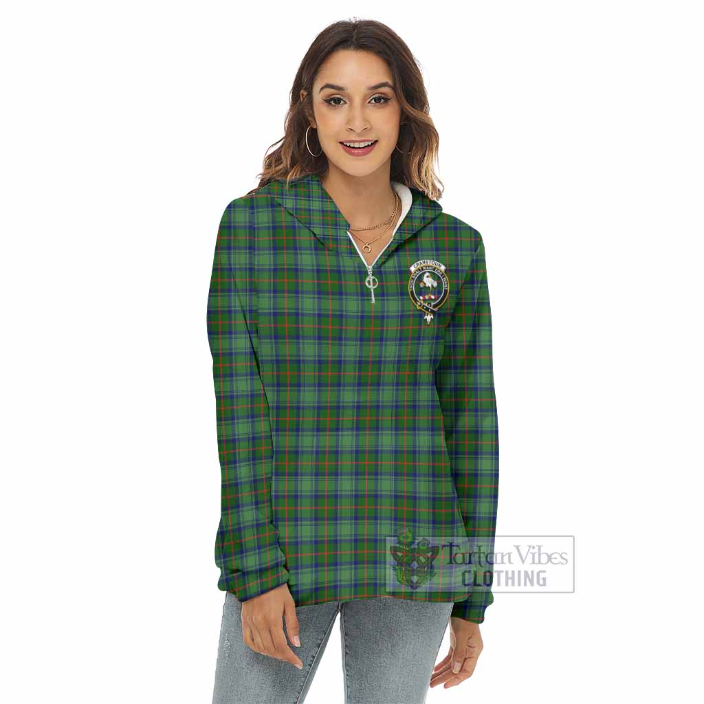 Cranstoun (Cranston) Tartan Women's Borg Fleece Hoodie with Half Zip with Family Crest - Tartan Vibes Clothing