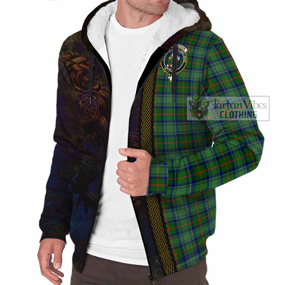 Tartan Vibes Clothing Cranstoun (Cranston) Tartan Family Crest Sherpa Hoodie Alba Gu Brath Be Brave Lion Ancient Style