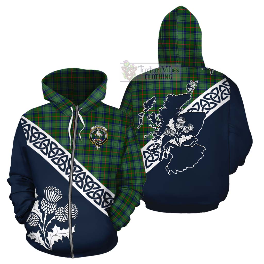 Cranstoun (Cranston) Tartan Cotton Hoodie Featuring Thistle and Scotland Map - Tartan Vibes Clothing