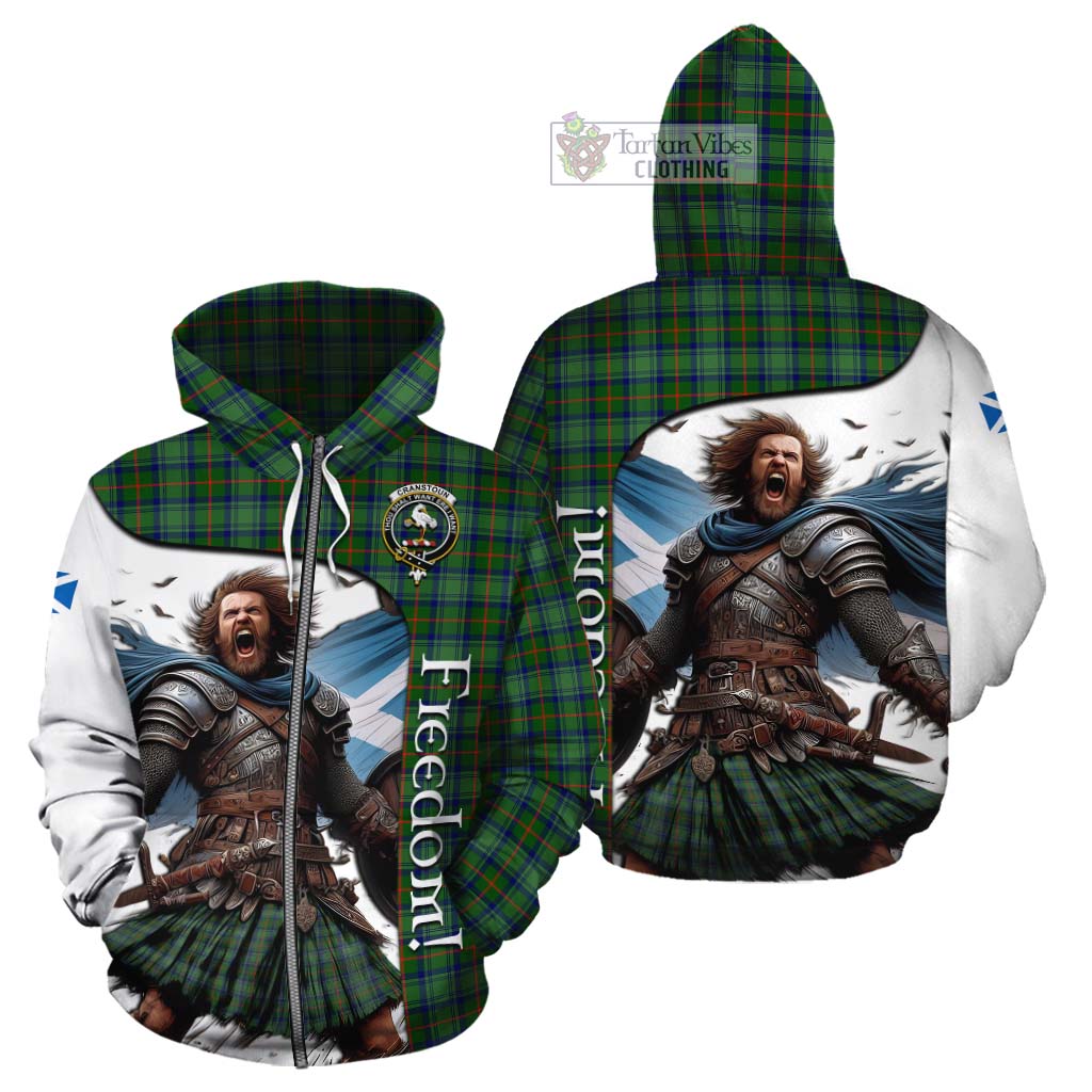 Tartan Vibes Clothing Cranstoun (Cranston) Crest Tartan Cotton Hoodie Inspired by the Freedom of Scottish Warrior