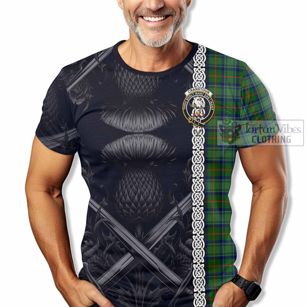 Cranstoun (Cranston) Tartan T-Shirt with Family Crest Cross Sword Thistle Celtic Vibes - Tartan Vibes Clothing