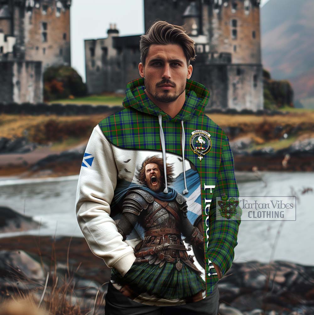 Tartan Vibes Clothing Cranstoun (Cranston) Crest Tartan Cotton Hoodie Inspired by the Freedom of Scottish Warrior