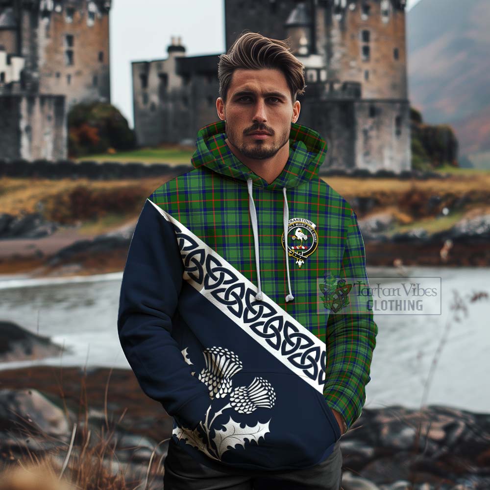 Cranstoun (Cranston) Tartan Cotton Hoodie Featuring Thistle and Scotland Map - Tartan Vibes Clothing