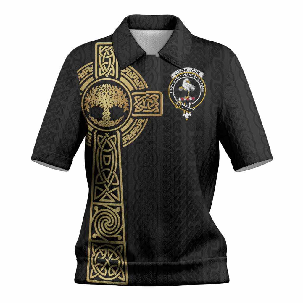 Cranstoun (Cranston) Clan Crest Women’s Polo Sweater Top with Celtic Tree of Life Inspired