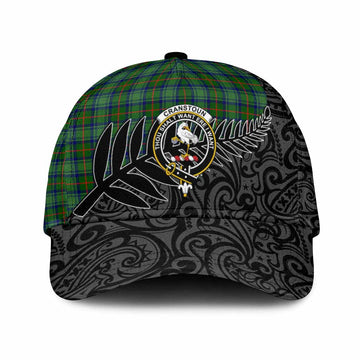 Cranstoun (Cranston) Crest Tartan Classic Cap with New Zealand Silver Fern Half Style